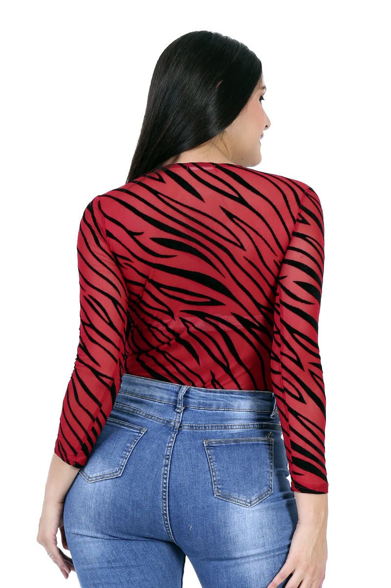 Body Translucido Con Estampado Animal Print
