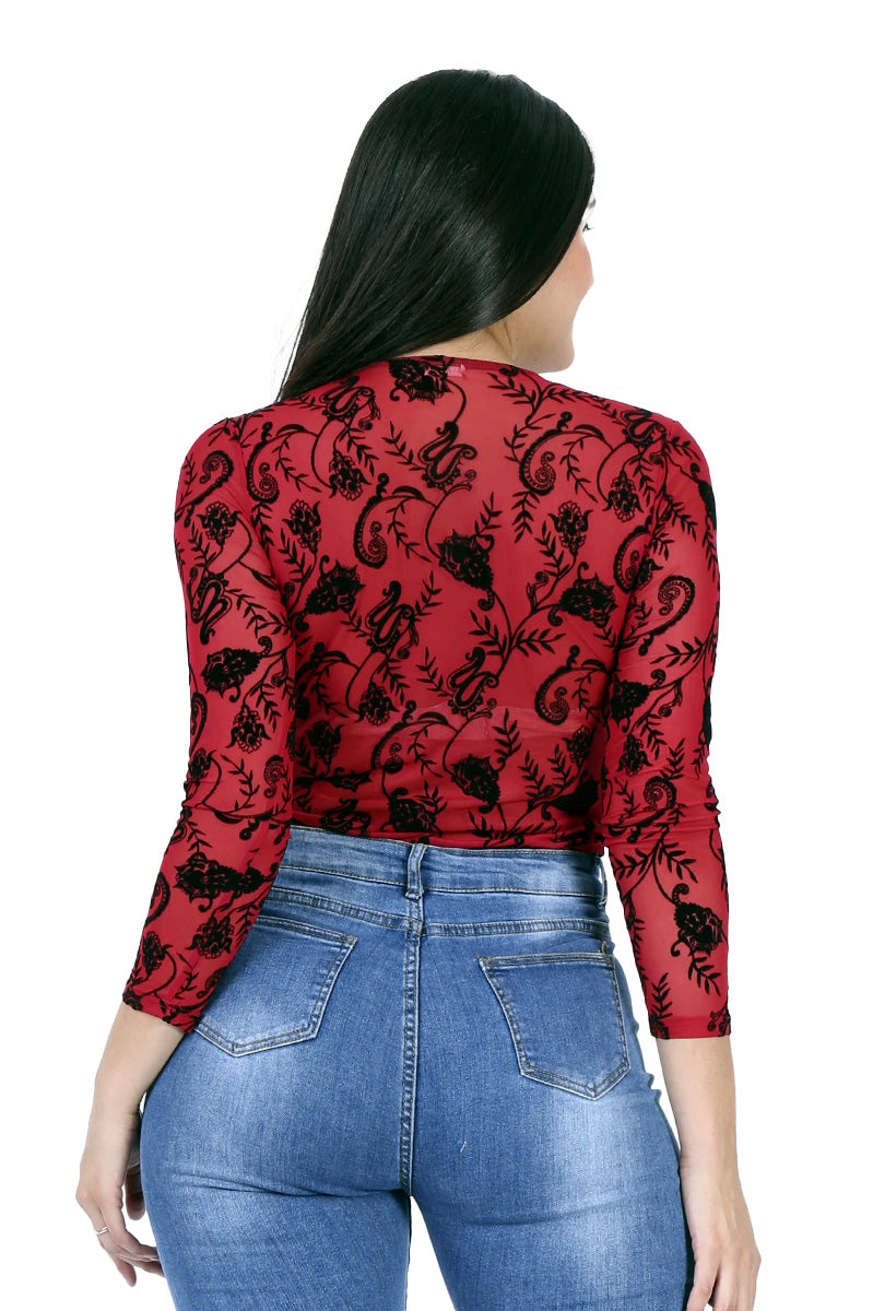 Body Translucido Con Estampado Floral