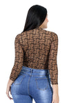 Body Translucido Con Estampado De Lineas