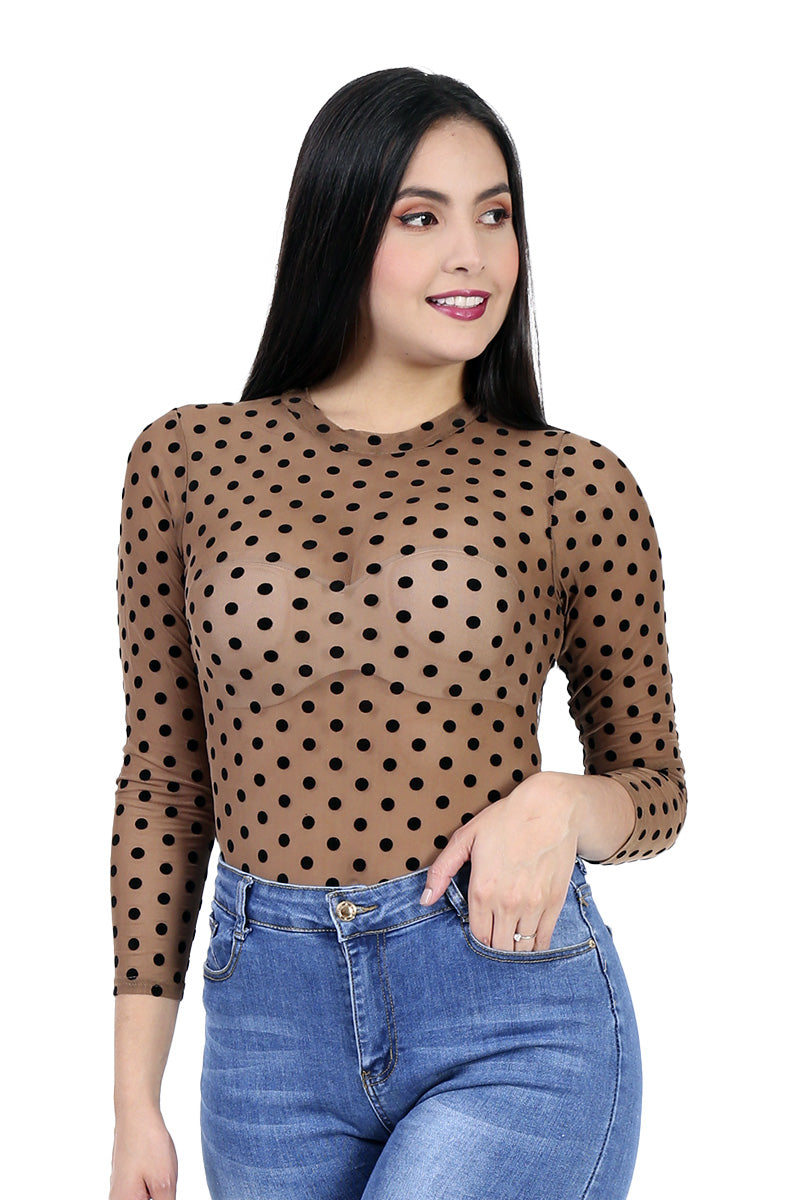 Body Translucido Con Estampado De Lunares