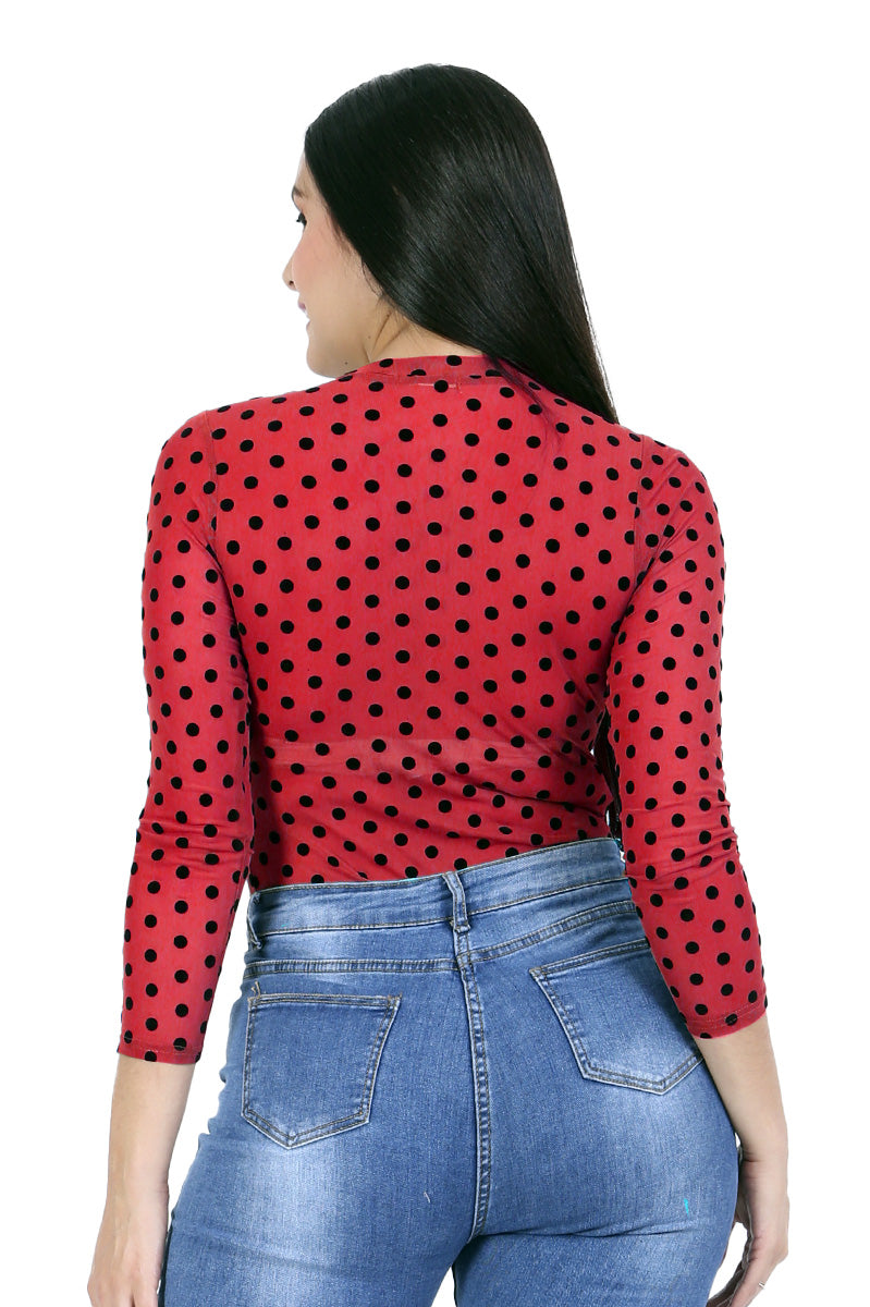 Body Translucido Con Estampado De Lunares