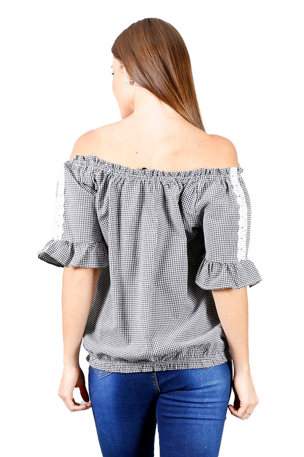 Blusa Tipo Campesina Con Crochet